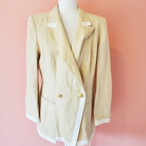 90s Vintage Escada Linen Beige  Blazer